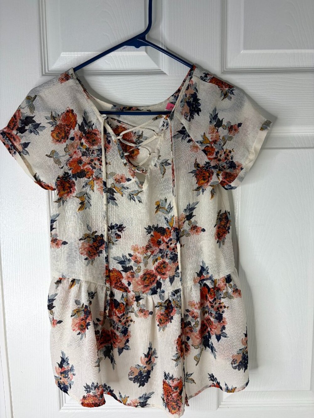 Xhilaration Target Floral Lace-Up Peplum Top M